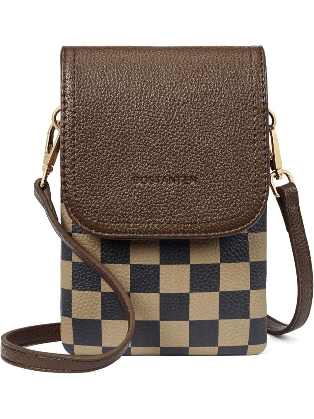 BOSTANTEN Women's Bag Coffee Vegan Leather Crossbody Cell Phone Bag Wallet Purse